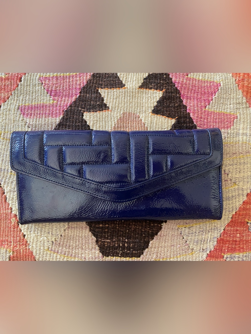 Hobo International Navy Patent Leather Clutch Wallet